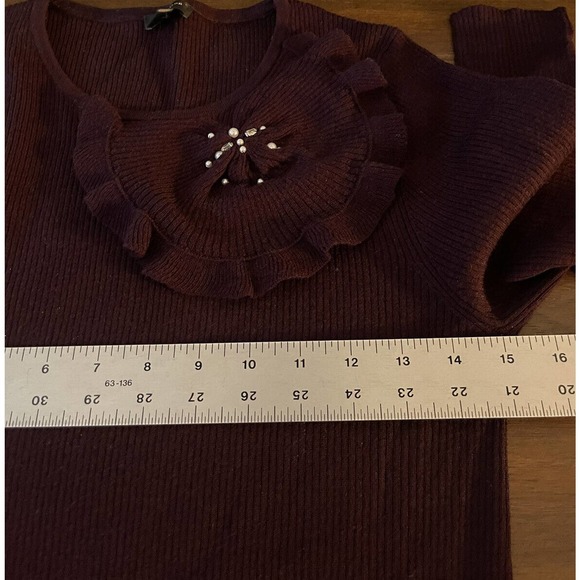 Ann Taylor Wool/ Silk/Cashmere Jeweled Sweater Deep Wine Women’s Size Medium - Picture 5 of 6